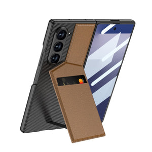 Leather Card Holder Shockproof Phone Case With Screen Protector For Galaxy Z Fold 6/7