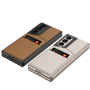 Leather Card Holder Shockproof Phone Case With Screen Protector For Galaxy Z Fold 6/7