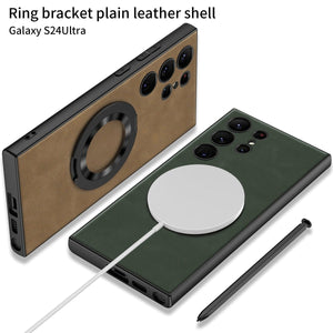Leather Magnetic Bracket Protective Phone Case For Galaxy S25 S24 S23 Ultra Plus