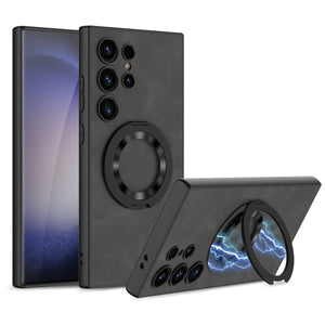 Leather Magnetic Bracket Protective Phone Case For Galaxy S25 S24 S23 Ultra Plus