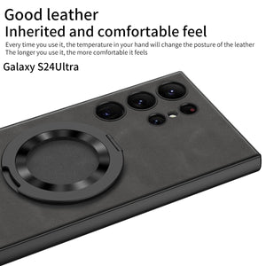 Leather Magnetic Bracket Protective Phone Case For Galaxy S25 S24 S23 Ultra Plus