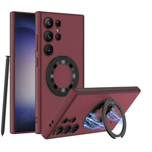 Leather Magnetic Bracket Protective Phone Case For Galaxy S25 S24 S23 Ultra Plus