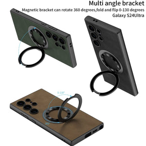 Leather Magnetic Bracket Protective Phone Case For Galaxy S25 S24 S23 Ultra Plus