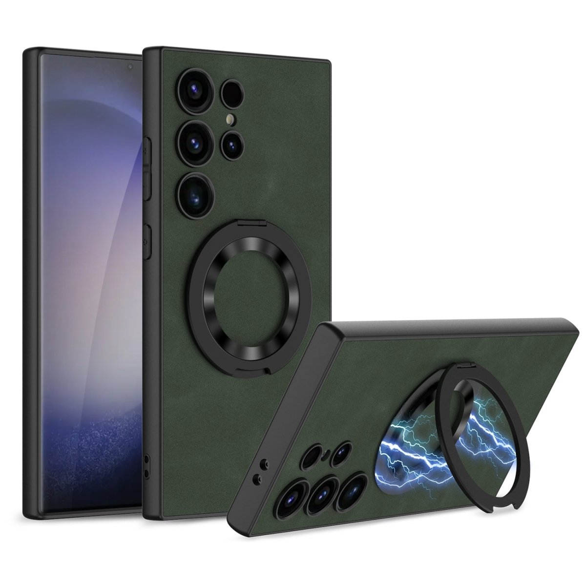 Leather Magnetic Bracket Protective Phone Case For Galaxy S25 S24 S23 Ultra Plus