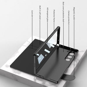 Luxurious Leather Cover Shockproof Phone Case With Screen Protector & Pen Slot For Galaxy Z Fold 6/7