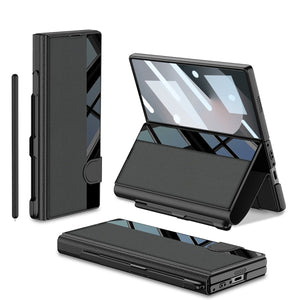 Luxurious Leather Cover Shockproof Phone Case With Screen Protector & Pen Slot For Galaxy Z Fold 6/7