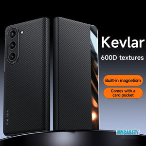 Luxurious Leather Cover With Magnetic Coil & Card Holder For Galaxy Z Fold 7/6/5/4