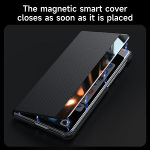 Luxurious Leather Cover With Magnetic Coil & Card Holder For Galaxy Z Fold 7/6/5/4