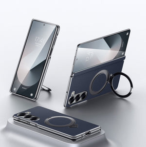 Luxurious Leather Phone Case With Magnetic Bracket For Galaxy Z Fold 7/6/5