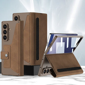 Luxurious Suede Cover Shockproof Phone Case With Screen Protector and Pen Slot For Galaxy Z Fold 7/6/5/4/3