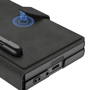 Luxurious Suede Cover Shockproof Phone Case With Screen Protector and Pen Slot For Galaxy Z Fold 7/6/5/4/3