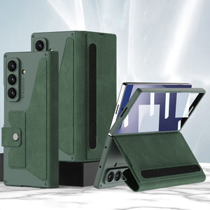 Luxurious Suede Cover Shockproof Phone Case With Screen Protector and Pen Slot For Galaxy Z Fold 7/6/5/4/3