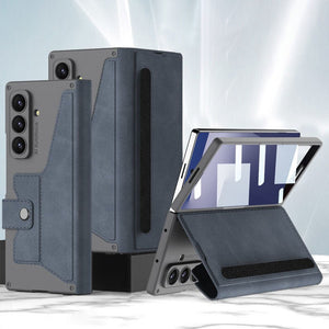 Luxurious Suede Cover Shockproof Phone Case With Screen Protector and Pen Slot For Galaxy Z Fold 7/6/5/4/3