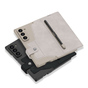 Luxurious Suede Cover Shockproof Phone Case With Screen Protector and Pen Slot For Galaxy Z Fold 7/6/5/4/3