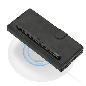 Luxurious Suede Cover Shockproof Phone Case With Screen Protector and Pen Slot For Galaxy Z Fold 7/6/5/4/3