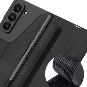 Luxurious Suede Cover Shockproof Phone Case With Screen Protector and Pen Slot For Galaxy Z Fold 7/6/5/4/3