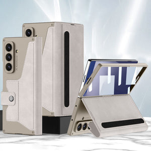 Luxurious Suede Cover Shockproof Phone Case With Screen Protector and Pen Slot For Galaxy Z Fold 7/6/5/4/3