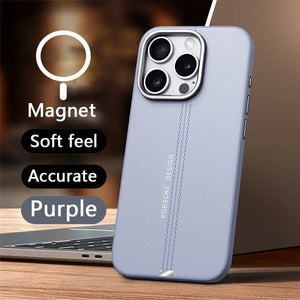 Luxury Business Leather Magsafe Magnetic Metal Button Phone Case For iPhone 16 15 14 13 Series