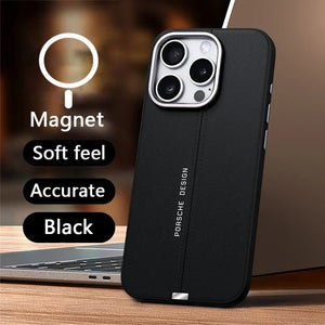 Luxury Business Leather Magsafe Magnetic Metal Button Phone Case For iPhone 16 15 14 13 Series