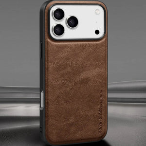 Luxury Business Plain Leather Anti - drop Non - slip Slim Case for iPhone 17 16 Series