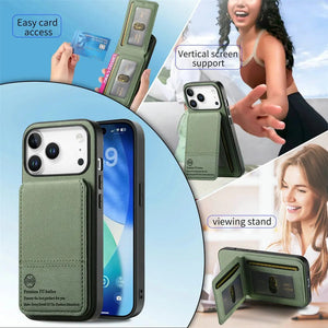 Luxury Leather Card RFID Coque For iPhone 17 Series