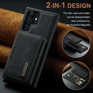 Luxury Magnetic Leather All - inclusive Protective Cover With Card Holder For Galaxy S25 S24 S23 S22 Series