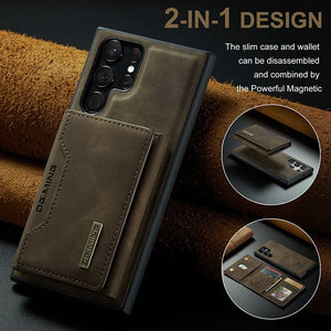 Luxury Magnetic Leather All - inclusive Protective Cover With Card Holder For Galaxy S25 S24 S23 S22 Series