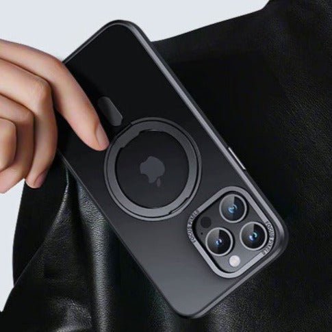 Luxury Magnetic Stand 360° Rotation Ring Holder Transparent Matte Case For iPhone 16 15 14 Series