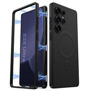 Magnetic 2 in 1 Shockproof Leather Phone Case For Galaxy S25 Ultra
