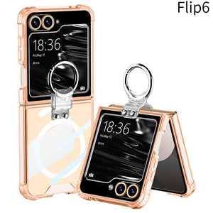 Magnetic All - included Shockproof Phone Cover With Ring Holder For Galaxy Z Flip 7/6/5/4
