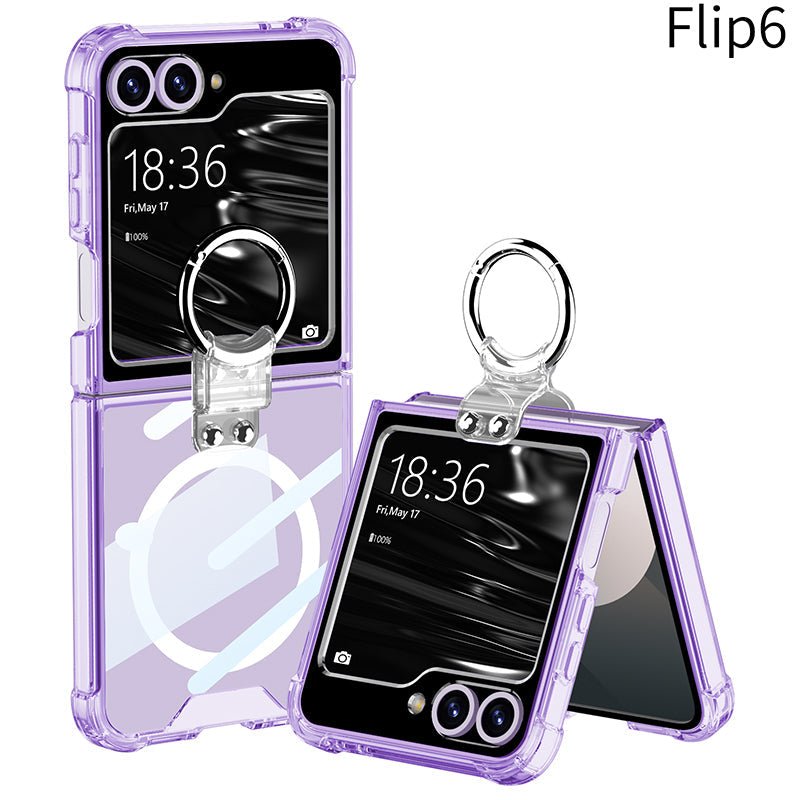 Magnetic All - included Shockproof Phone Cover With Ring Holder For Galaxy Z Flip 7/6/5/4