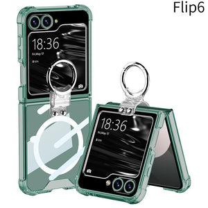 Magnetic All - included Shockproof Phone Cover With Ring Holder For Galaxy Z Flip 7/6/5/4