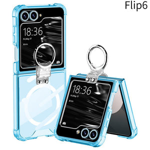 Magnetic All - included Shockproof Phone Cover With Ring Holder For Galaxy Z Flip 7/6/5/4
