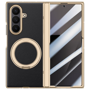 Magnetic Bracket Leather Phone Case With Back Screen Film For Galaxy Z Fold7