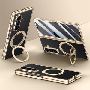 Magnetic Bracket Leather Phone Case With Back Screen Film For Galaxy Z Fold7