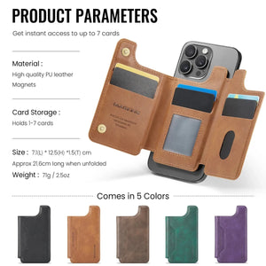 Magnetic Card Pocket Leather Phone Stand Holder for iPhone 17 Series