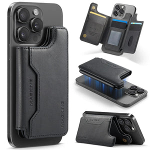 Magnetic Card Pocket Leather Phone Stand Holder for iPhone 17 Series