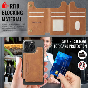 Magnetic Card Pocket Leather Phone Stand Holder for iPhone 17 Series