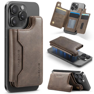 Magnetic Card Pocket Leather Phone Stand Holder for iPhone 17 Series