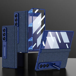 Magnetic Hinge All - included Leather Phone Case With Screen Protector For Galaxy Z Fold 7