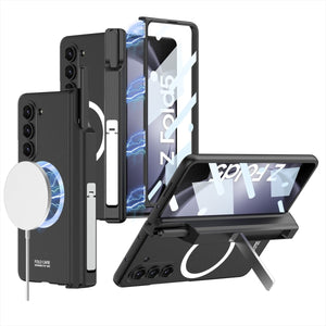 Magnetic Hinge Hidden Bracket All - included Case With Pen Box For Galaxy Z Fold 7/6/5/4/3