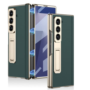 Magnetic Hinge Hidden Bracket All - included Leather Case With Back Screen Protector For Galaxy Z Fold 7/6/5