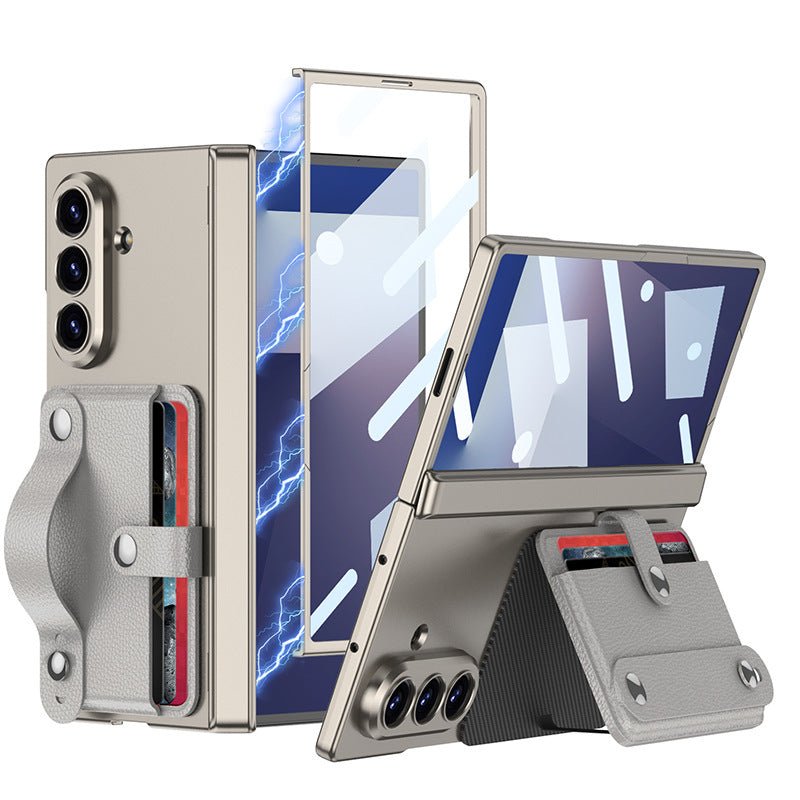 Magnetic Hinge Hidden Bracket All - included Phone Case With Wristband Card Holder For Galaxy Z Fold 7