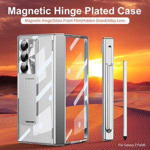 Magnetic Hinge Plating Case For Galaxy Z Fold 7/6/5/4/3 With Double Hinge Protector