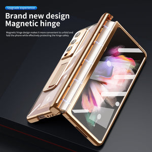 Magnetic Hinge Plating Case For Galaxy Z Fold 7/6/5/4/3 With Double Hinge Protector