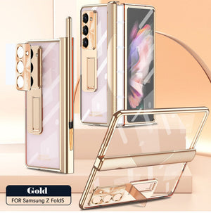 Magnetic Hinge Plating Case For Galaxy Z Fold 7/6/5/4/3 With Double Hinge Protector