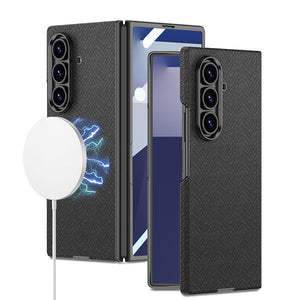 Magnetic Magsafe Leather Phone Case With Back Screen Glass For Galaxy Z Fold 7