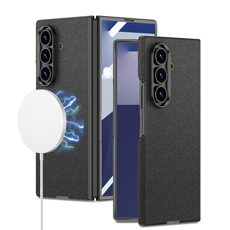 Magnetic Magsafe Leather Phone Case With Back Screen Glass For Galaxy Z Fold 7