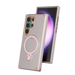 Magnetic Rotating Bracket Clear Phone Case For Galaxy