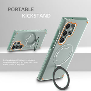 Magnetic Rotating Bracket Clear Phone Case For Galaxy